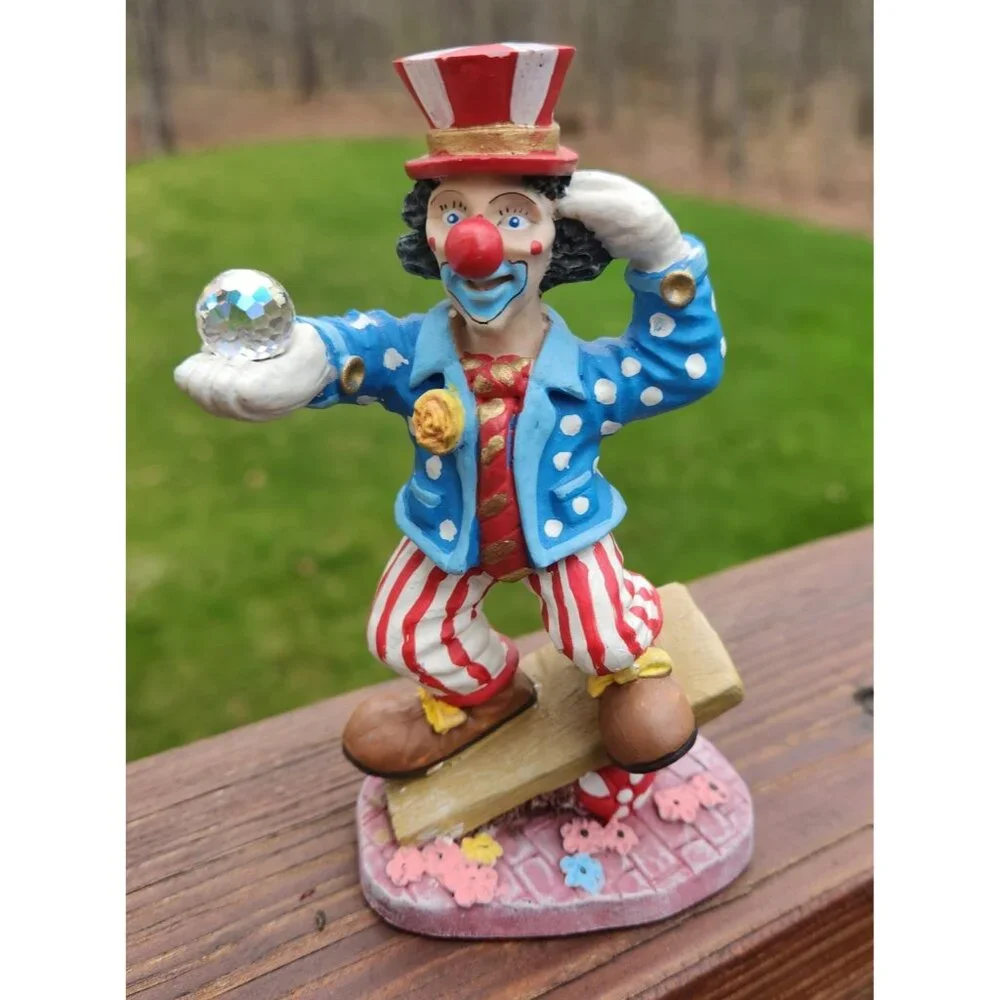 Spoontiques Balancing Circus Clown Swarovski Crystal Ball Vintage Top Hat Paint